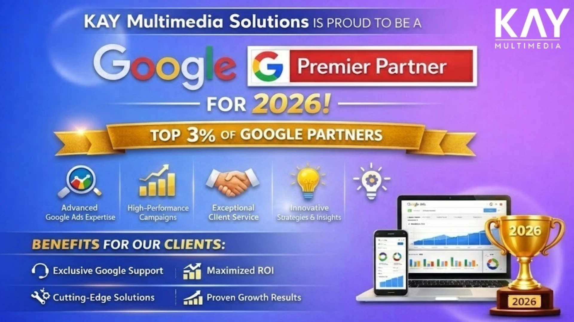 KAY Multimedia Solutions Google Premier Partner 2026 badge